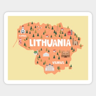 Lithuania Illustrated Map Magnet